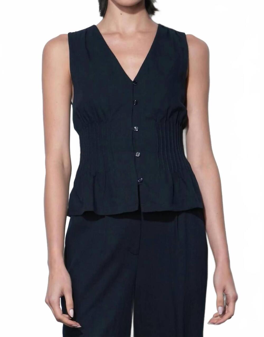 NEW GREYLIN lacey pintuck top in navy